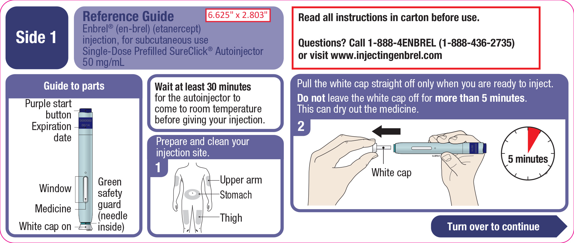 The SureClick® Autoinjector quick reference guide to parts and injection instructions. Please read all instructions in carton before use