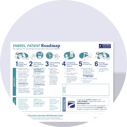 Download the Enbrel® (etanercept) patient roadmap to give patients a guide for a consistent treatment routine
